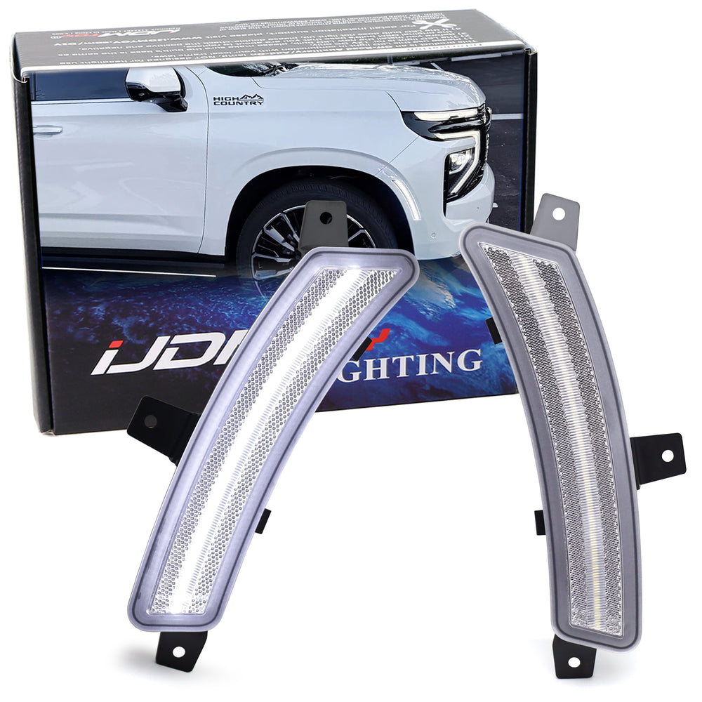 Clear Lens White Full LED Side Marker Lights For 25+ GM Escalade Suburban Yukon