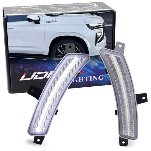 Clear Lens White Full LED Side Marker Lights For 25+ GM Escalade Suburban Yukon