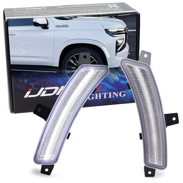 Clear Lens White Full LED Side Marker Lights For 25+ GM Escalade Suburban Yukon