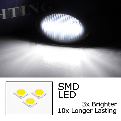 Smoke Lens White Full LED Side Marker Lights For 07-19 Fiat 500 500e 500c Abarth