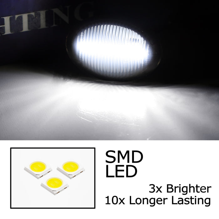 Smoke Lens White Full LED Side Marker Lights For 07-19 Fiat 500 500e 500c Abarth