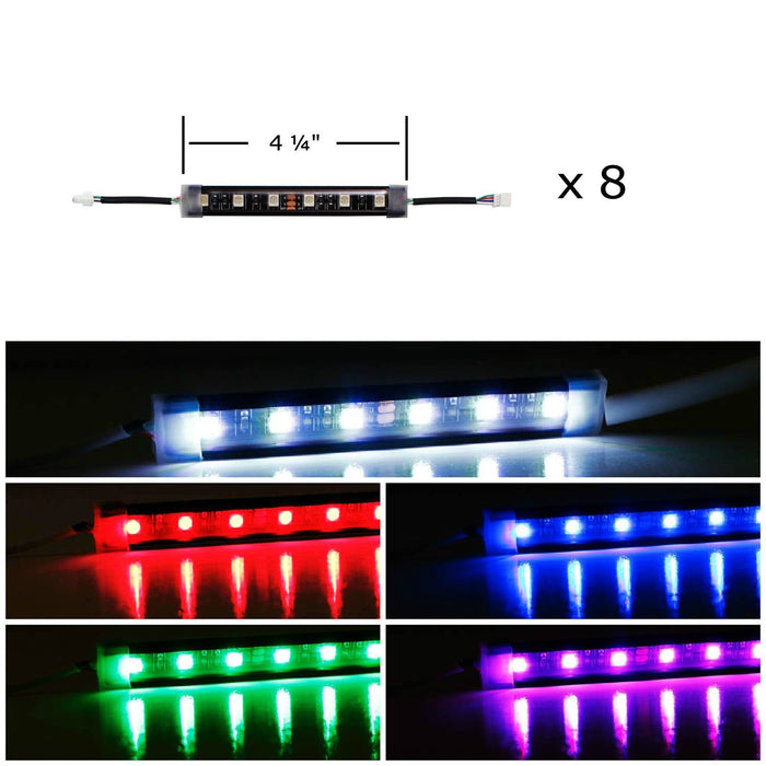 8pcs RGB Multi-Color LED Motorcycle Ground Effect Light Kit w/ Wireless Remote