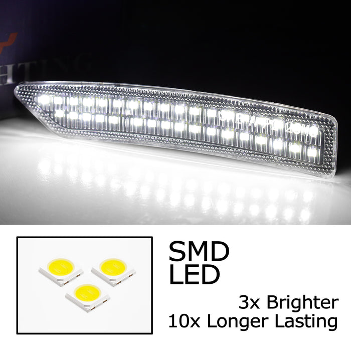 Clear Lens All White LED Front & Rear Side Marker Light Kit For Ford 24+ Mustang