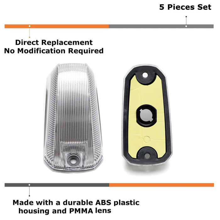 5pc Set Clear Lens Front Cab Roof Marker Lamp Housings For 2014-23 RAM ProMaster