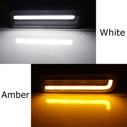 Smoked Lens White LED DRL & Amber Front Turn Signal Lights For Jeep Cherokee XJ