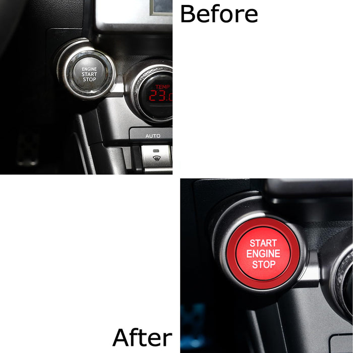 Sports Red Engine Push Start Cover w/ Ring Trim For 2022+ Subaru BRZ Toyota GR86