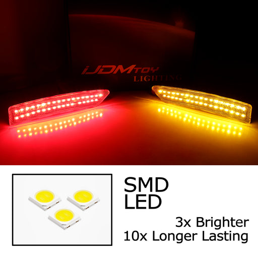 Clear Lens Amber/Red LED Front + Rear Side Marker Light Kit For Ford 24+ Mustang