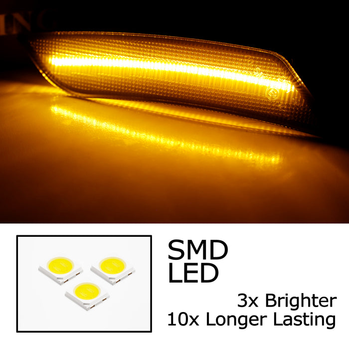 Smoked Lens Amber Full LED Side Marker Light Kit For Cadillac 19-up XT4, 20+ XT6