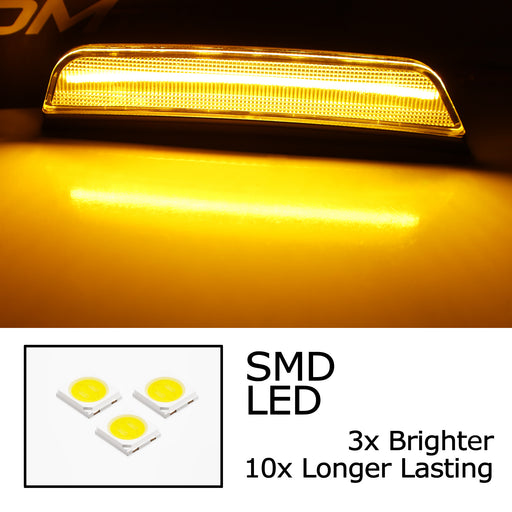 Clear Lens Amber Full LED Front Bumper Side Marker Lights For 21+ Grand Cherokee