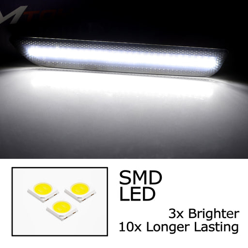 Smoked Lens White Full Strip LED Rear Side Marker Lamps For 2010-14 Ford Mustang