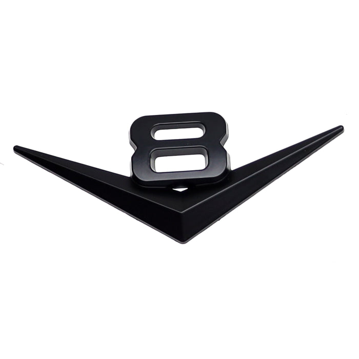 Vintage Style Matte Black Metal V8 Emblem For Grille Hood Trunk Fender Side Door