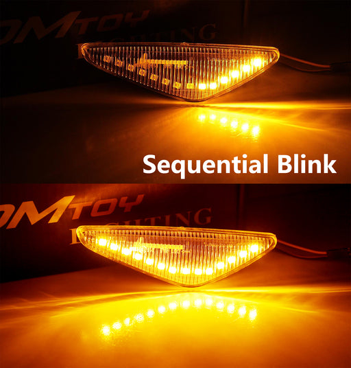 Clear Sequential Flash Amber LED Front Side Marker Light Kit For BMW X3 X5 X6