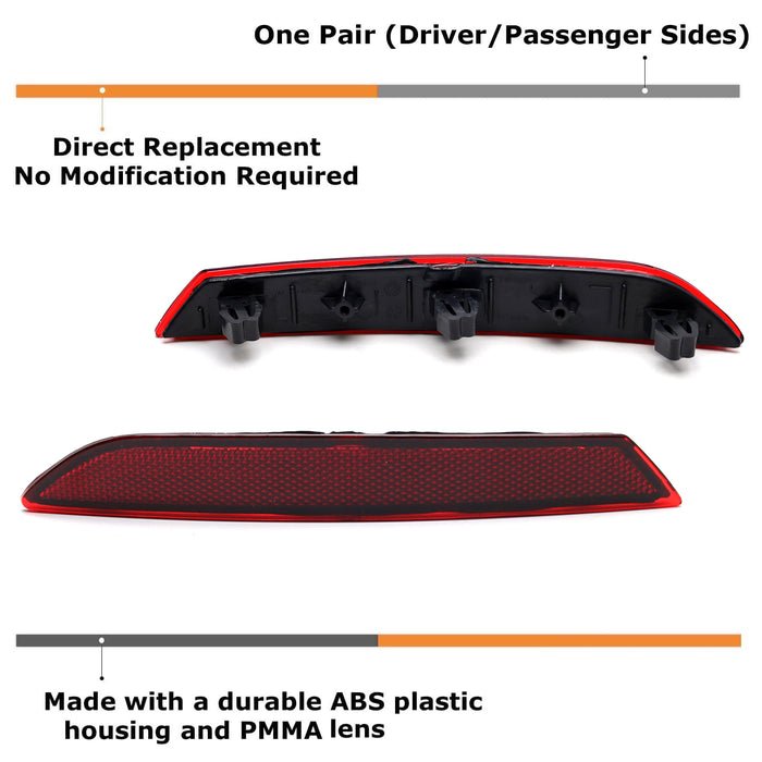 OE-Spec LH RH Red Lens Rear Bumper Reflector For BMW 17-20 G30 5 Series M-Sport