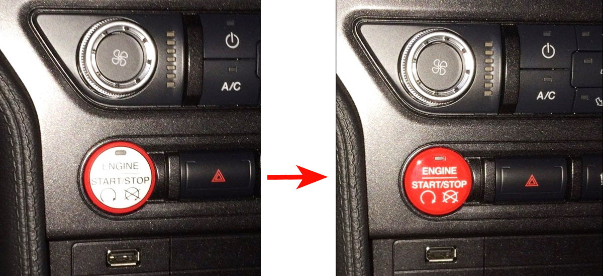 Red Performance GT350 Style Engine Push Start Button Cover For 2015-2023 Mustang
