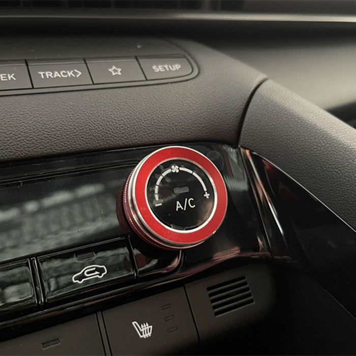 Sports Red Center Console AC Climate Control Knob Covers For Hyundai 21+ Elantra