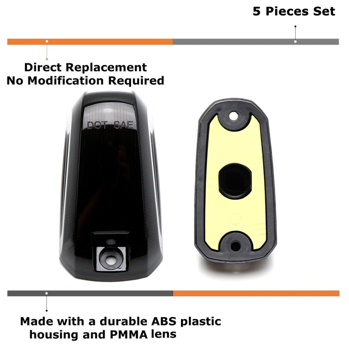 5pc Set Smoke Lens Front Cab Roof Marker Lamp Housings For 2014-23 RAM ProMaster