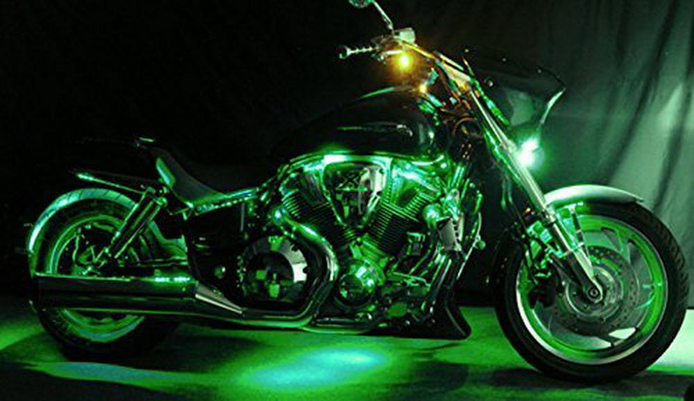 8pcs RGB Multi-Color LED Motorcycle Ground Effect Light Kit w/ Wireless Remote