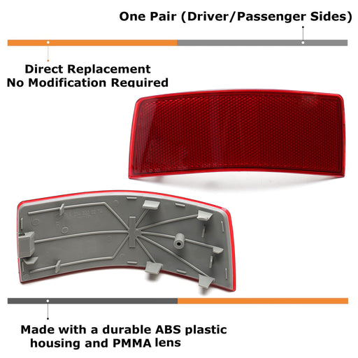 OE-Spec LH RH Red Lens Rear Bumper Reflector For Mercedes 2010-12 X204 GLK-Class