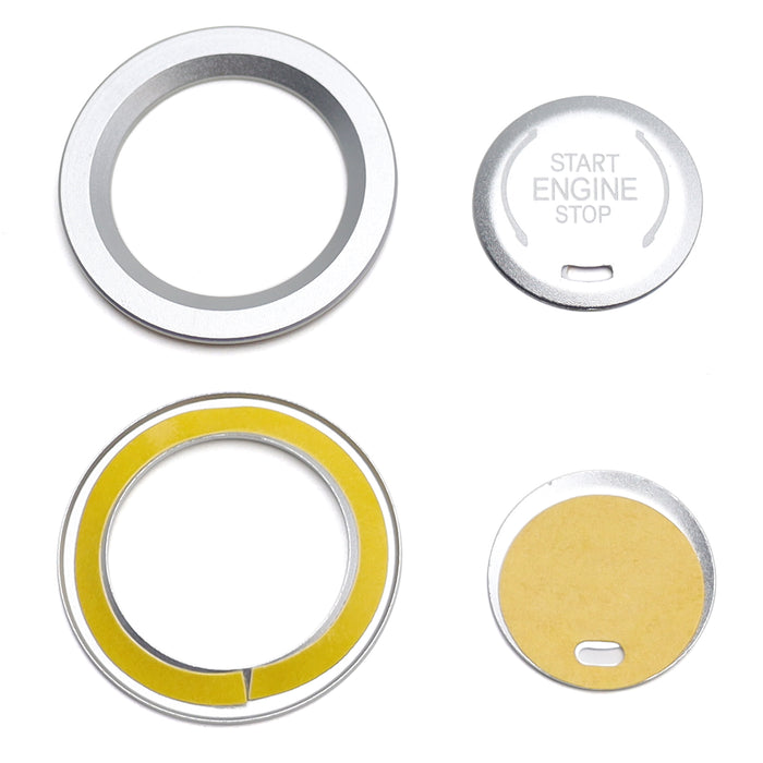Satin Silver Engine Push Start Cover w/ Ring Trim For 2019-up Chevy Cadillac GMC