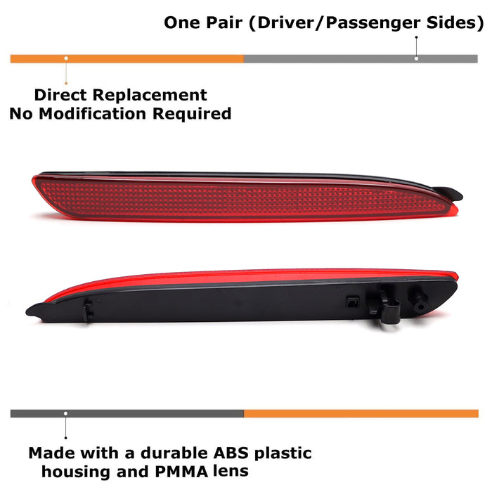 LH RH OE-Spec Red Rear Bumper Reflector Lens Replacements For 2010-13 Mazda 3