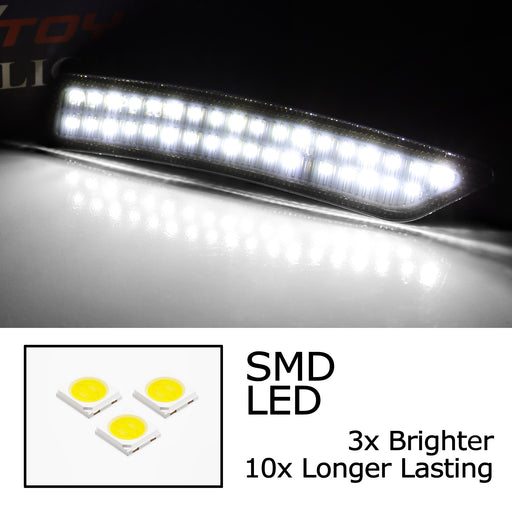 Smoke Lens All White LED Front & Rear Side Marker Light Kit For Ford 24+ Mustang