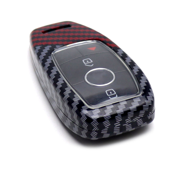 Black/Red Carbon Pattern Hard Key Cover For 17/18+ Mercedes E S G GLB GLC Class