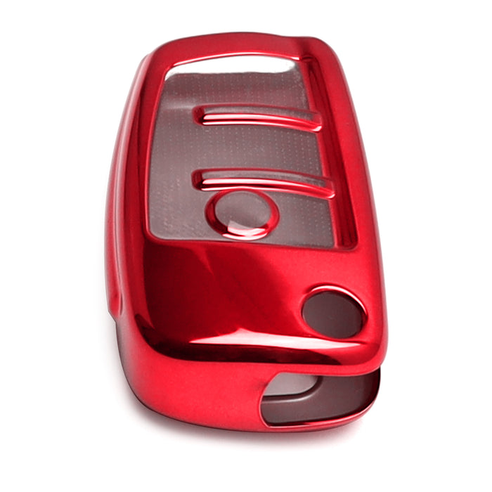 Chrome Red TPU Key Fob Case For Audi A3 S3 A4 S4 A6 Q5 Q7 TT Folding Blade Key