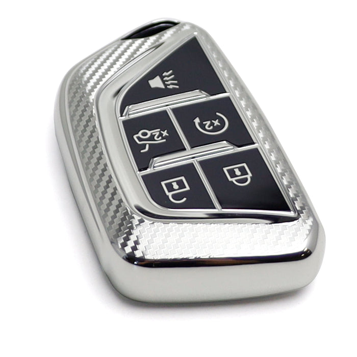 Silver Chrome TPU Key Fob Case For 2020-up Cadillac CT5 CT6 XTS XT4 XT5 ATS, etc