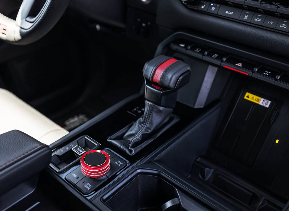(2) TRD Red Driving Mode & Volume Knob Covers For 22-up Tundra/Sequoia 8" Screen