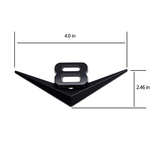 Vintage Style Matte Black Metal V8 Emblem For Grille Hood Trunk Fender Side Door