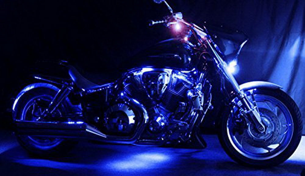 8pcs RGB Multi-Color LED Motorcycle Ground Effect Light Kit w/ Wireless Remote
