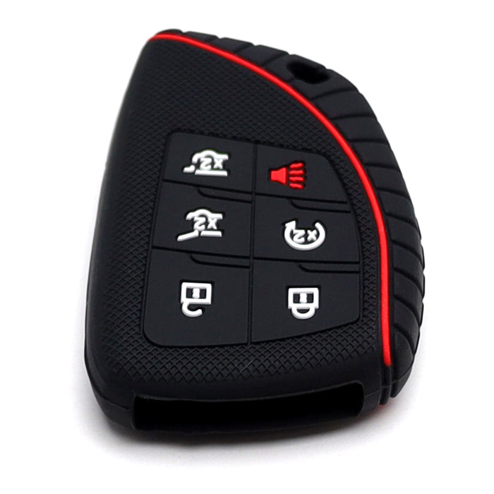 Red Stripe Black Silicone Cover For 21-up Chevy Suburban/Tahoe, GMC Yukon 6B Key