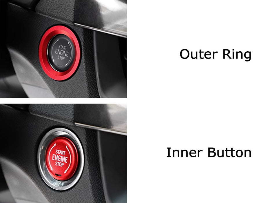 Sports Red Engine Push Start Cover w/ Ring Trim For 2019-up Chevy Cadillac GMC