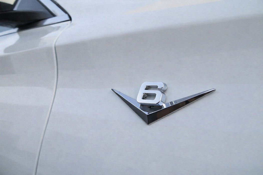 Vintage Style 3D Chrome Metal V6 Emblem For Grille Hood Trunk Fender Side Door