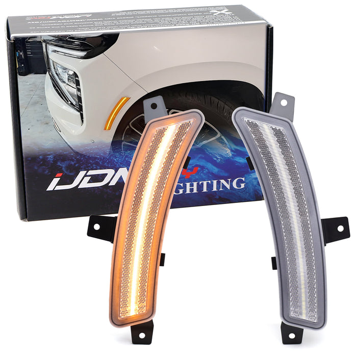 Clear Lens Amber Full LED Side Marker Lights For 25+ GM Escalade Suburban Yukon