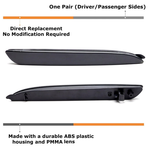 LH RH OE-Spec Smoked Rear Bumper Reflector Lens Replacements For 2010-13 Mazda 3