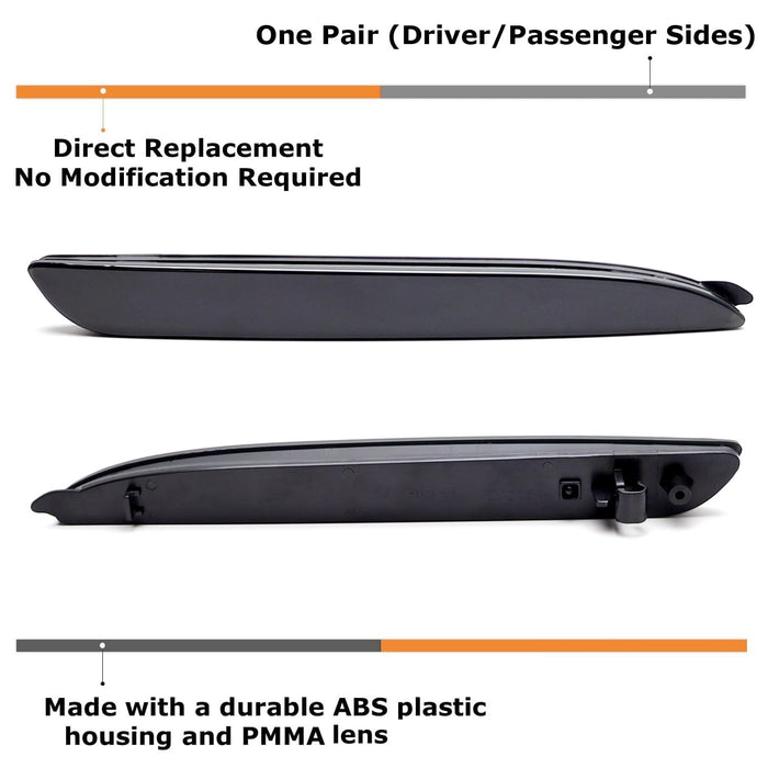LH RH OE-Spec Smoked Rear Bumper Reflector Lens Replacements For 2010-13 Mazda 3