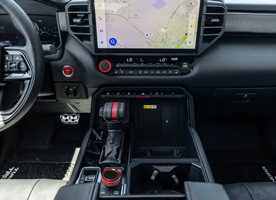 2 TRD Red Driving Mode & Volume Knob Covers For 22-up Tundra/Sequoia 14" Screen