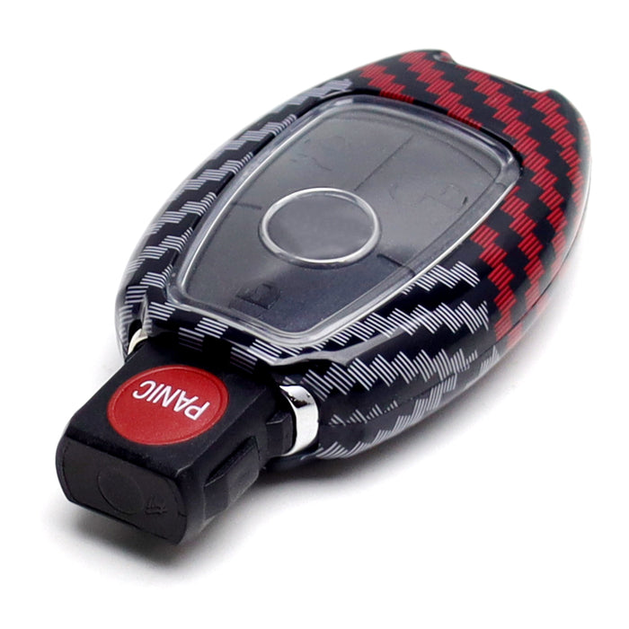Black/Red Carbon Pattern Hard Cover For Mercedes Gen2 Teardrop Shape Smart Key