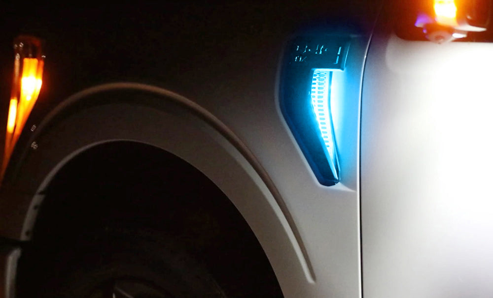 Aqua LED Background Illumination Lighting For 21+ Ford F150 Side Fender Emblem