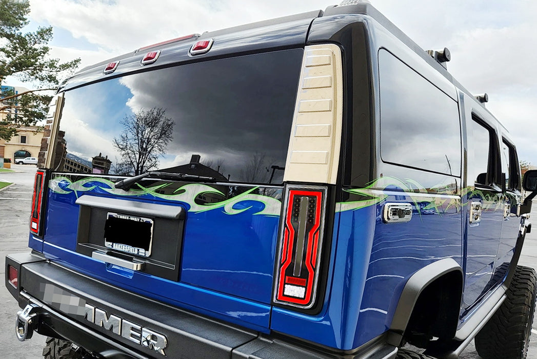 GMC Hummer EV Dark Smoked Lens Full LED Tail Lights w/ Turn/Brake/Reverse For H2