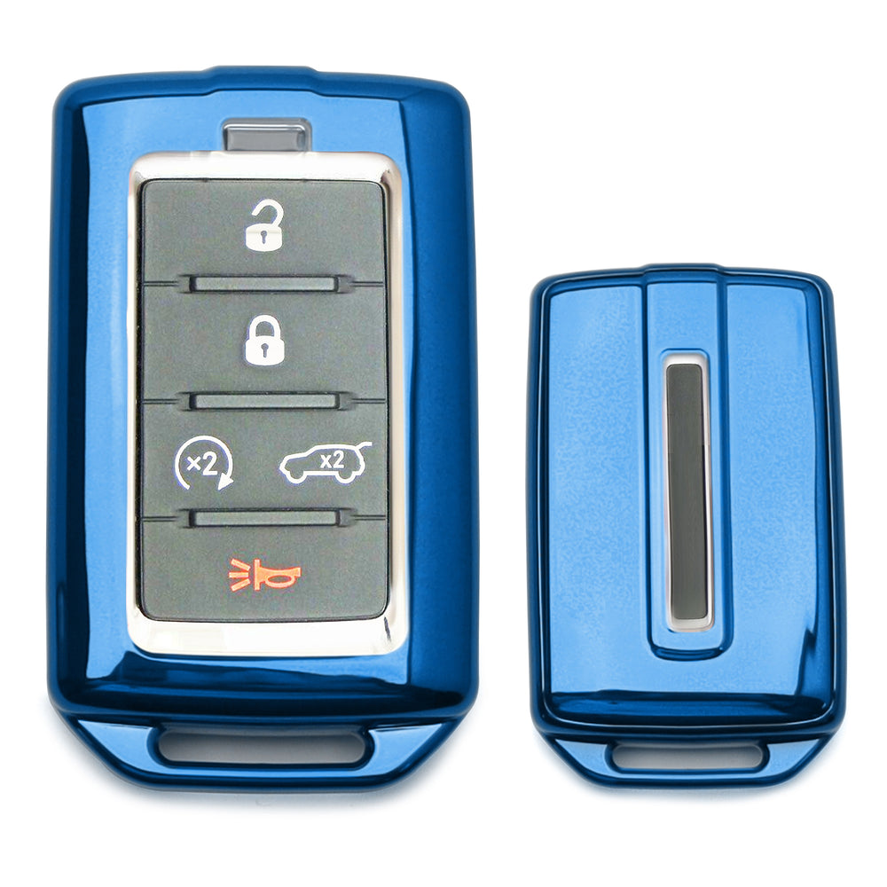 blue metallic full coverage key fob case compatible with Jeep Grand Cherokee