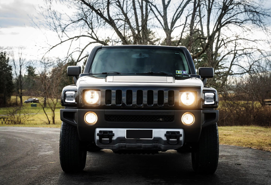 Clear Full LED White Halo/Amber Sequential Blink Front Turn Signal For 06-10 H3