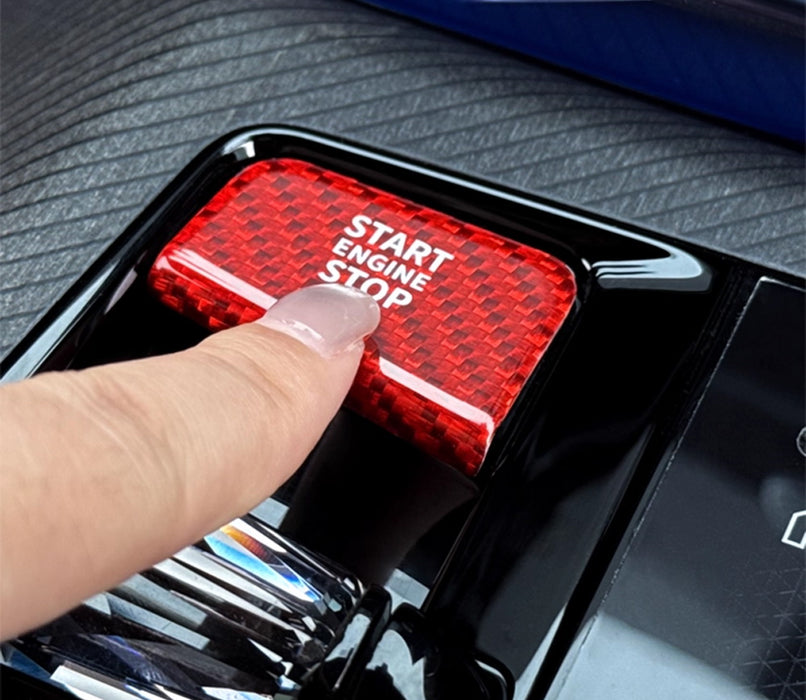 Red Real Carbon Fiber Engine Start Stop Button Cover For BMW 5 7 Series i5 i7 X3