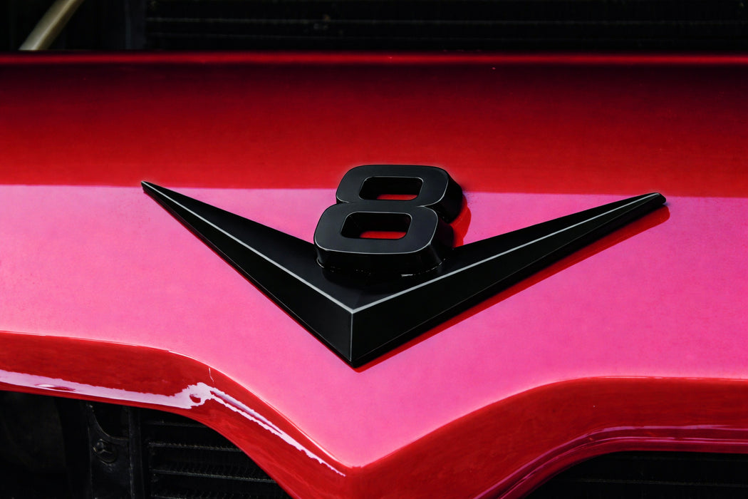 Vintage Style Matte Black Metal V8 Emblem For Grille Hood Trunk Fender Side Door