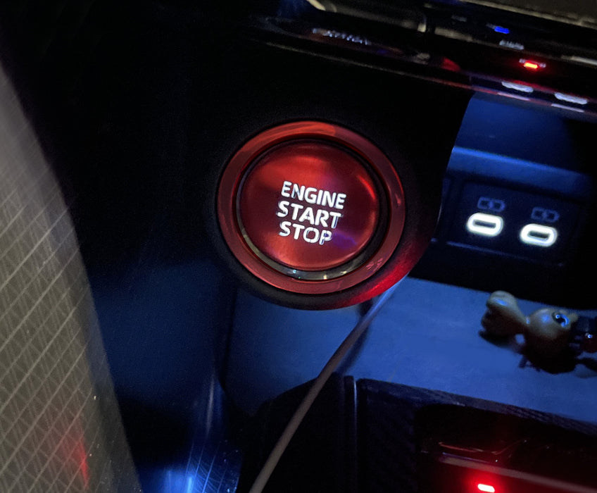 Sports Red "Engine Start/Stop" Push Start Button w/ Ring Trim For Newer Toyota