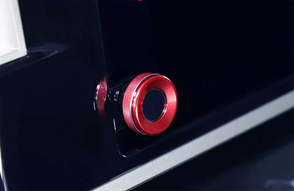 (2) TRD Red Driving Mode & Volume Knob Covers For 22-up Tundra/Sequoia 8" Screen