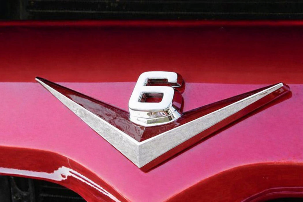 Vintage Style 3D Chrome Metal V6 Emblem For Grille Hood Trunk Fender Side Door