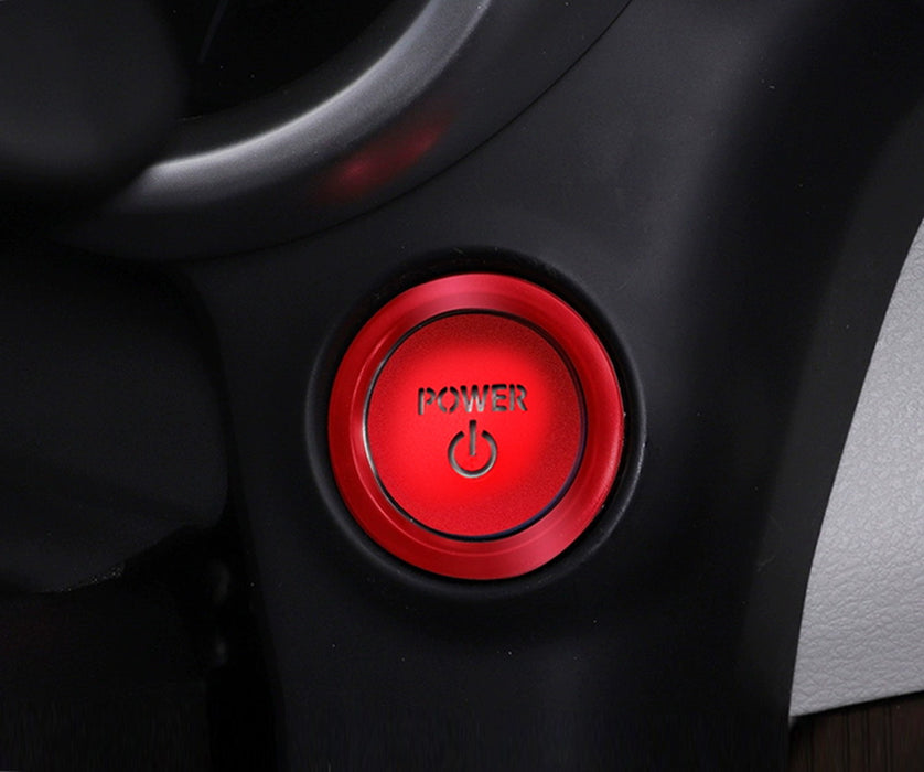 Sports Red "Power Symbol" Push Start Button w/Ring Trim For Toyota Hybrid EV etc