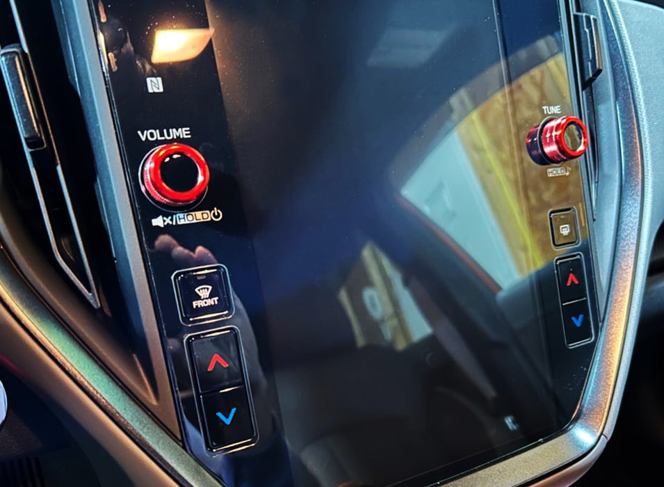 JDM Red Stereo/Radio Vol/Tune Knob Covers For Subaru 20+ Legacy Outback, 22+ WRX